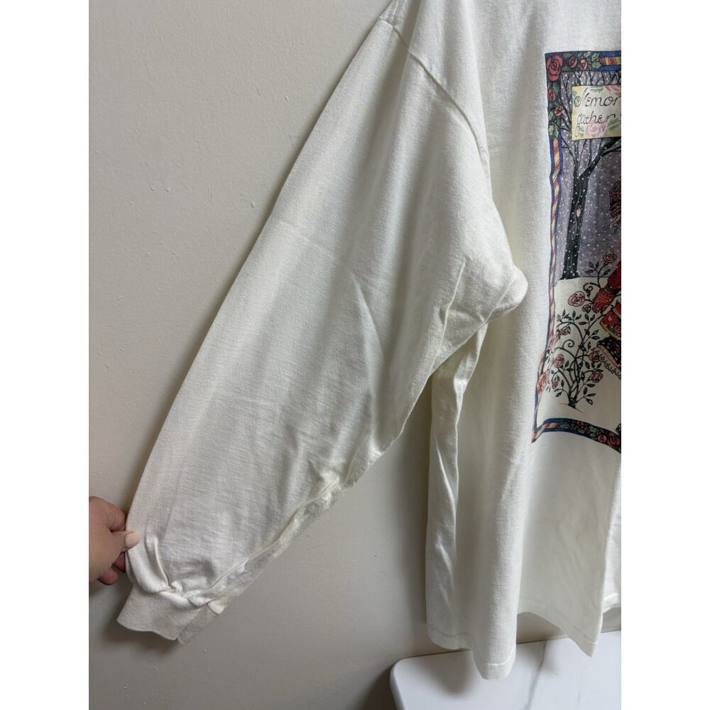 Vintage 90s Mary Engelbreit Winter Roses Long Sleeve Tee XL Stafford Blaine USA - Picture 6 of 9